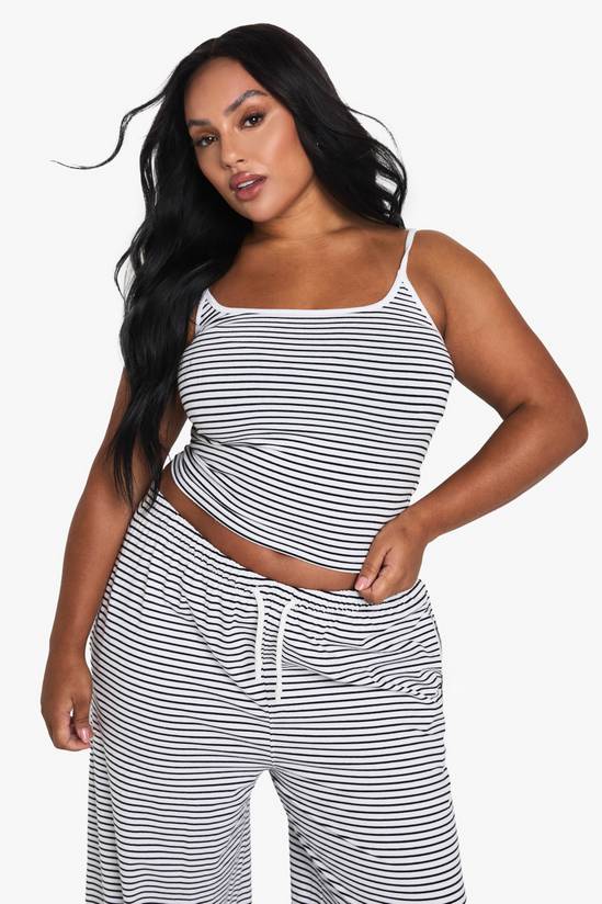 Plus Striped Contrast Binding Vest Top