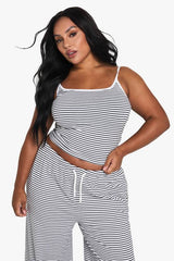 Plus Striped Contrast Binding Vest Top