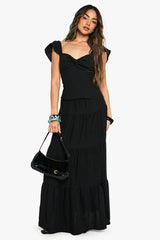 Linen Tiered Maxi Skirt