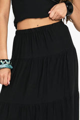 Linen Tiered Maxi Skirt