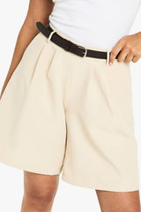 Woven Pleated Bermuda Shorts