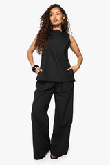 Poplin Sleeveless Blouse & Wide Leg Trouser Co-ord