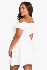Plus structured bardot mini skater dress
