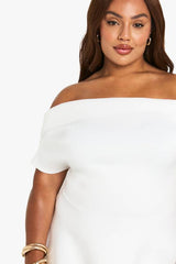 Plus structured bardot mini skater dress
