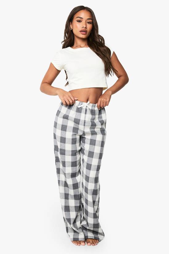 Check Short Sleeve Baby T-Shirt & Trousers Pyjama Set
