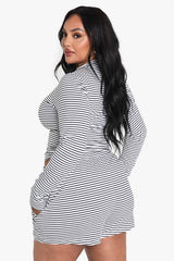 Plus Striped Long Sleeve Top