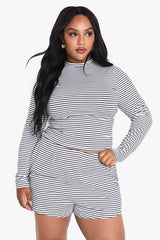 Plus Striped Long Sleeve Top