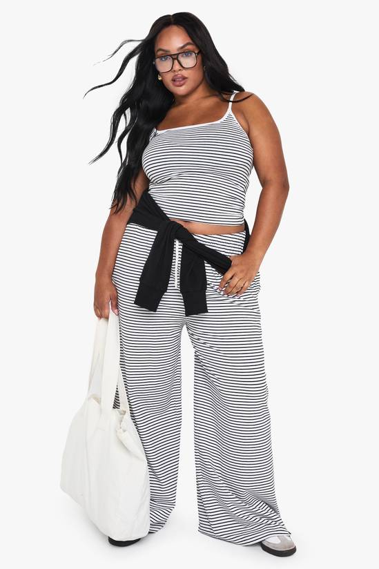 Plus Striped Straight Leg Trouser