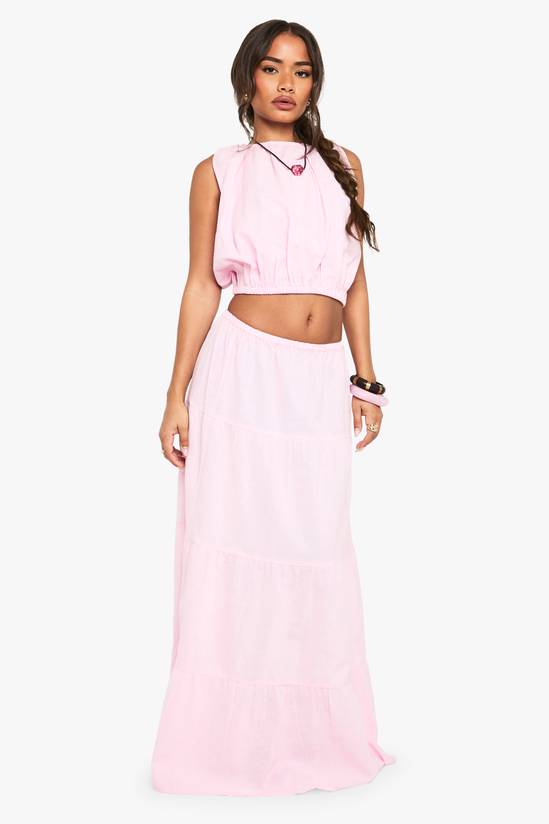 Linen Maxi Tiered Skirt
