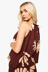 Shell Print Linen Halter Top