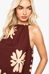 Shell Print Linen Halter Top
