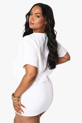 plus cotton blouson t-shirt dress