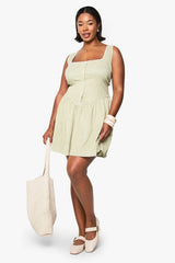 PLUS GINHAM corset detail SKATER DRESS
