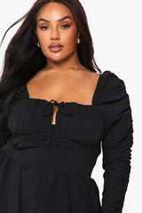 Plus Ruched Puffball Mini Dress