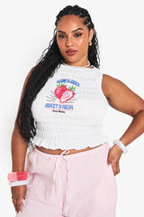Plus Berry Blessed Strawberry Shirred Top