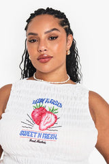 Plus Berry Blessed Strawberry Shirred Top
