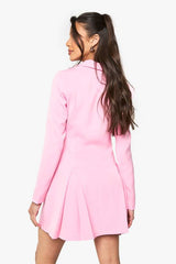 Tailored Hook & Eye Detail Cinched Waist Blazer dress