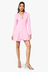 Tailored Hook & Eye Detail Cinched Waist Blazer dress