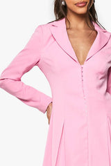 Tailored Hook & Eye Detail Cinched Waist Blazer dress
