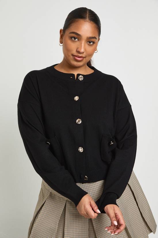 Plus Rib Knit Button Cardigan