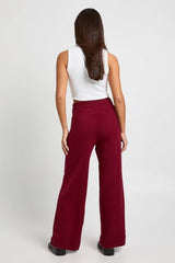 Petite Wide Leg Rib Knit Trouser
