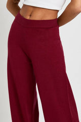 Petite Wide Leg Rib Knit Trouser