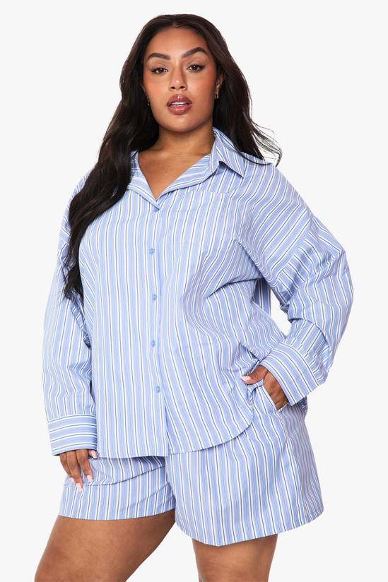 Plus Stripe Oversized Shirt
