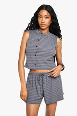 Striped Jersey Drawstring Flippy Short
