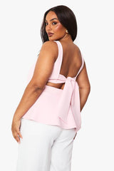 Plus Tie Back Scoop Peplum Top