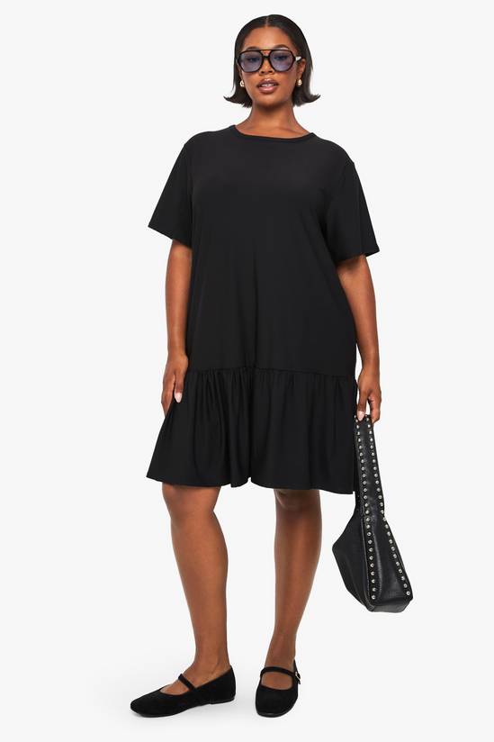 Plus drop hem smock dress