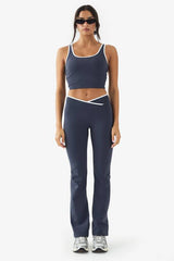 DSGN Studio Ultra Sculpt Contrast Binding Wrap Waist Flare Legging