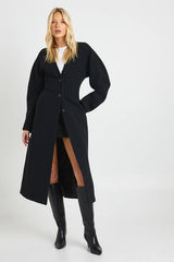 Longline Wool Look Synched Waist Coat