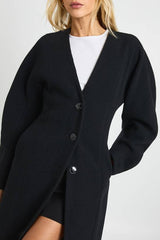 Longline Wool Look Synched Waist Coat
