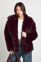 Collared Faux Fur Coat