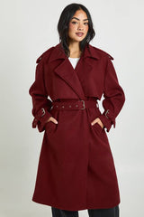 Oversized Belted Wool Look Trench Coat