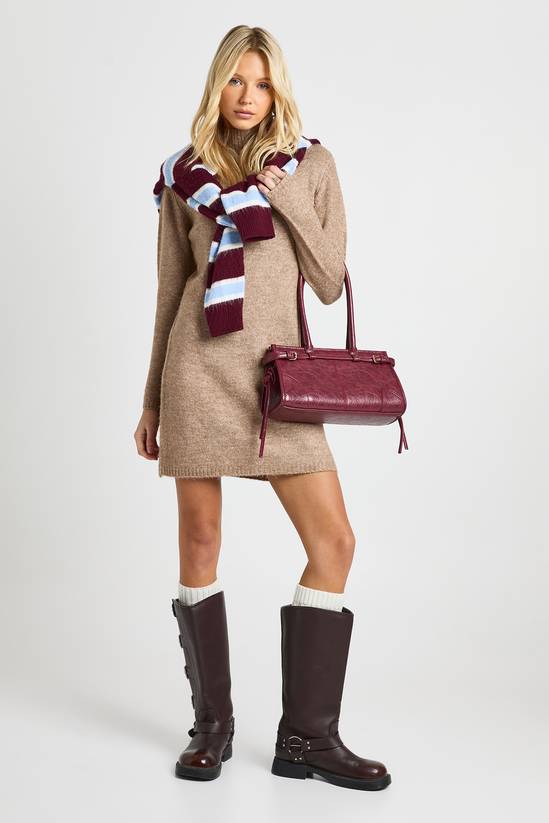 High Neck Super Soft Knitted Mini Dress