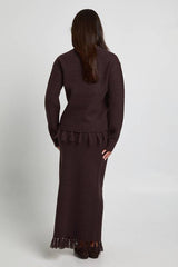 Petite Tassel Hem Detail Oversized Jumper and Knitted Skirt Co-Ord