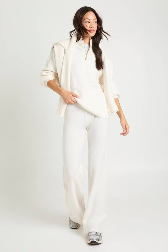 Tall Super Soft Zip Neck Oversized Jumper and Wide Leg Trouser Co-Ord