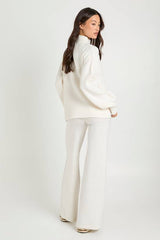 Tall Super Soft Zip Neck Oversized Jumper and Wide Leg Trouser Co-Ord