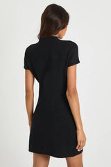 Tall High Neck Short Sleeve Knitted Mini Dress