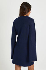 Tall Crew Neck Flared Sleeve Knitted Mini Dress