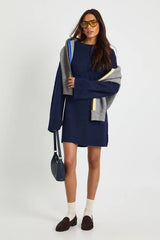 Tall Crew Neck Flared Sleeve Knitted Mini Dress
