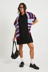 Petite Collared Button Down Oversized Knitted Dress