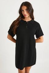 Petite Collared Button Down Oversized Knitted Dress