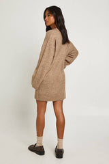 Petite Super Soft V Neck Knitted Mini Dress