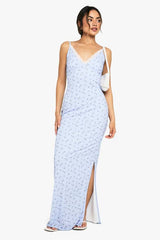 Ditsy Lace Trim Column Maxi Dress