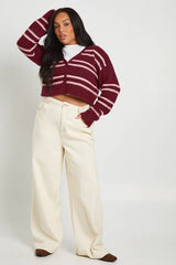Plus Stripe Cropped Cardigan