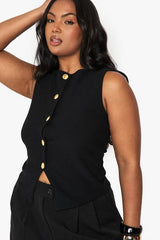 Plus Textured Button Through Waistcoat