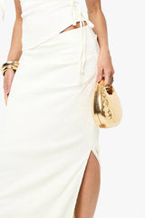 Textured Gathered Maxi Skirt