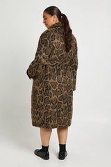 Plus Leopard Print Wool Look Coat